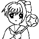 An image of Sakura, of the eponymous Cardcaptor Sakura, taken from a patent for the Tetris game Tetris with Cardcaptor Sakura: Eternal Heart. Sakura is drawn crudely.